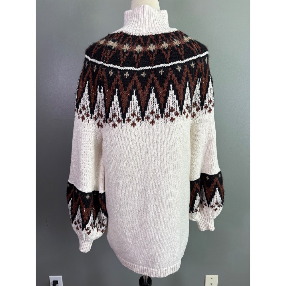 Free People Scotland Fair Isle Sweater Dress XS Boho Mock Neck Wool Mohair Ski - Picture 4 of 8
